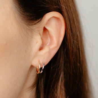 9ct Two Tone Gold Silverfilled Double 3/4th Hoop Earrings