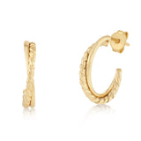 9ct Yellow Gold Silverfilled Fancy Twist 3/4 Hoop Earrings