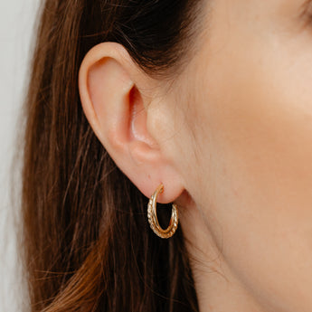 9ct Yellow Gold Silverfilled Fancy Twist 3/4 Hoop Earrings