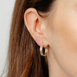 9ct Two Tone Gold Silverfilled Greek Key Hoop Earrings