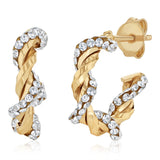 9ct Yellow Gold Cubic Zirconia Twist 3/4 Hoop Earrings