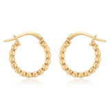 9ct Yellow Gold Silverfilled Small Beaded Hoop Earrings