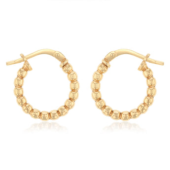 9ct Yellow Gold Silverfilled Small Beaded Hoop Earrings