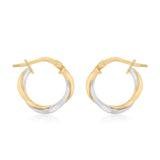 9ct Two Tone Gold Silverfilled Small Twist Hoop Earrings