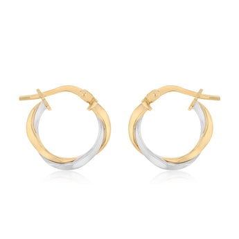 9ct Two Tone Gold Silverfilled Small Twist Hoop Earrings
