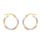 9ct Two Tone Gold Silverfilled Medium Twist Hoop Earrings