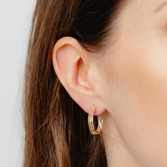9ct Yellow Gold Silverfilled Small Twist 3/4 Hoop Earrings