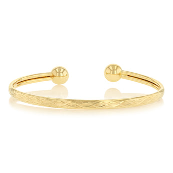 9ct Yellow Gold Silverfilled Patterned Torque Bangle