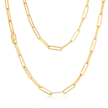 9ct Yellow Gold Silver Filled Thin Paperclip 45cm Chain