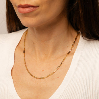 9ct Yellow Gold Silver Filled Thin Paperclip 45cm Chain