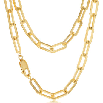 9ct Yellow Gold Silver Filled Paperclip 45cm Chain