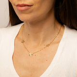 9ct Yellow Gold Silver Filled Butterfly and Flower 45cm Necklace