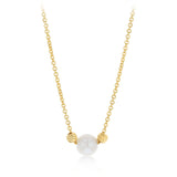 9ct Yellow Gold Silver Filled Pearl and Hammered Rolo Necklace