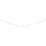 9ct Yellow Gold Silver Filled Pearl and Hammered Rolo Necklace