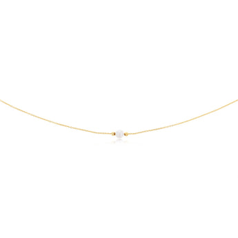 9ct Yellow Gold Silver Filled Pearl and Hammered Rolo Necklace