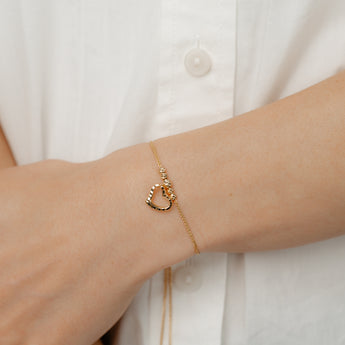 9ct Yellow Gold Silverfilled Dicut Heart Bolo Bracelet