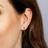9ct Yellow Gold Silverfilled Cross Drop Earrings