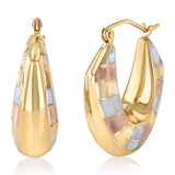 9ct Yellow Gold Silverfilled Fancy Creole Hoop Earrings