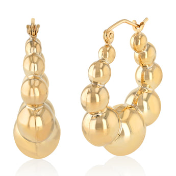 9ct Yellow Gold Silverfilled Bubble Hoop Earrings