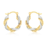 9ct Two Tone Gold Silverfilled Twist Hoop Earrings