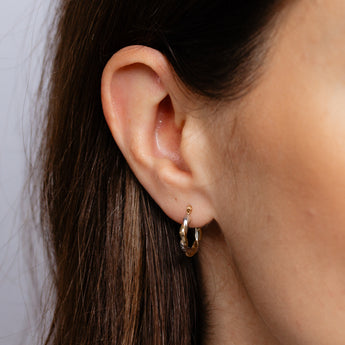 9ct Two Tone Gold Silverfilled Twist Hoop Earrings
