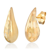 9ct Yellow Gold Silverfilled Textured Teardrop Stud Earrings