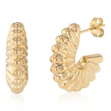 9ct Yellow Gold Silverfilled Gadrooned 3/4 Hoop Earrings