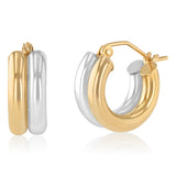 9ct Two Tone Gold Silverfilled Double Hoop Earrings