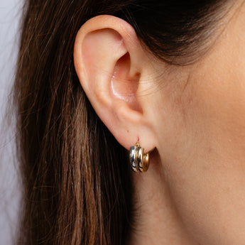 9ct Two Tone Gold Silverfilled Double Hoop Earrings