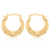 9ct Yellow Gold Silverfilled Fancy Quilted Creole Hoop Earrings