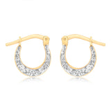 9ct Yellow Gold Silverfilled Dicut Textured Creole Hoop Earrings