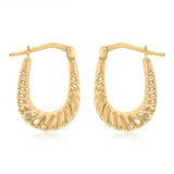 9ct Yellow Gold Silverfilled Scalloped U-Shaped Hoop Earrings