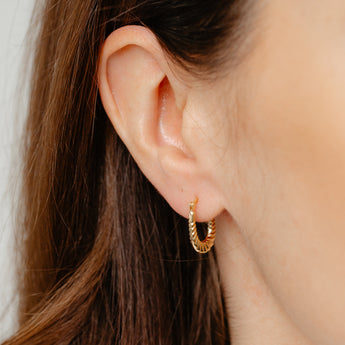 9ct Yellow Gold Silverfilled Scalloped U-Shaped Hoop Earrings