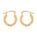 9ct Yellow Gold Silverfilled Scalloped Hoop Earrings