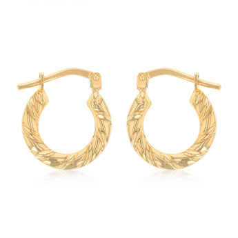 9ct Yellow Gold Silverfilled Scalloped Hoop Earrings