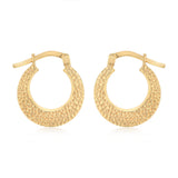 9ct Yellow Gold Silverfilled Hammered Creole Hoop Earrings