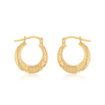 9ct Yellow Gold Silverfilled Fancy Creole Hoop Earrings
