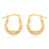 9ct Yellow Gold Silverfilled Fancy Creole Hoop Earrings