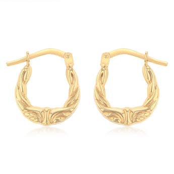 9ct Yellow Gold Silverfilled Fancy Creole Hoop Earrings