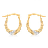 9ct Two Tone Gold Silverfilled Fancy Creole Hoop Earrings
