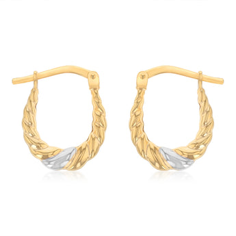 9ct Two Tone Gold Silverfilled Fancy Creole Hoop Earrings