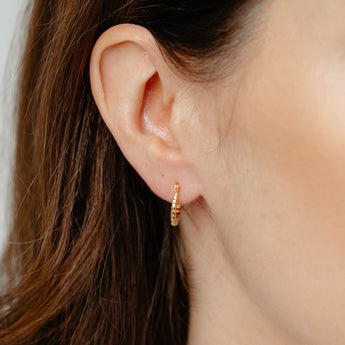 9ct Two Tone Gold Silverfilled Fancy Creole Hoop Earrings
