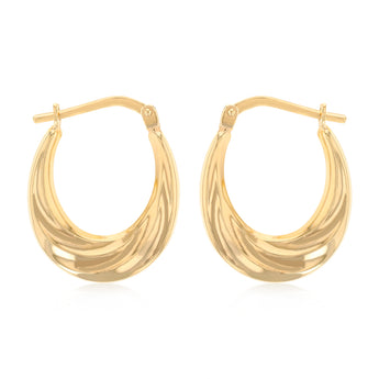 9ct Yellow Gold Silverfilled Fancy Creole Hoop Earrings