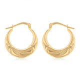 9ct Yellow Gold Silverfilled Fancy Creole Hoop Earrings