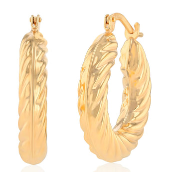 9ct Yellow Gold Silverfilled Twist Hoop Earrings