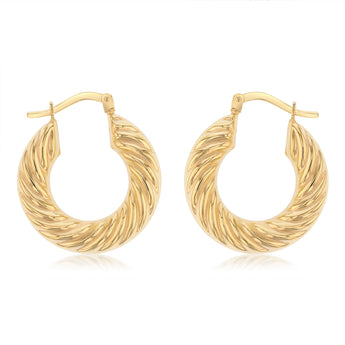 9ct Yellow Gold Silverfilled Twist Hoop Earrings
