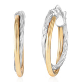 9ct Yellow Gold and Sterling Silver Intertwined Hoop Earrings