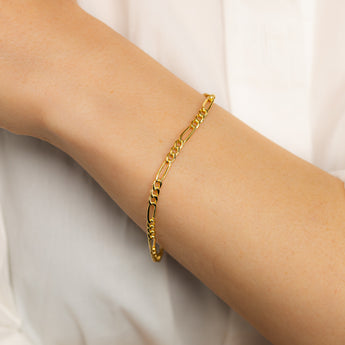 9ct Gold Copper Filled 100 Gauge 19cm Figaro Bracelet