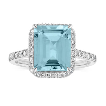 9ct White Gold 2.4ct Aquamarine and 1/3 Carat Diamond Ring