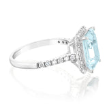 9ct White Gold 2.4ct Aquamarine and 1/3 Carat Diamond Ring